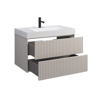 Тумба с раковиной Belux Сиртаки 85 подвесная, светлый миндаль матовый, раковина 850-02