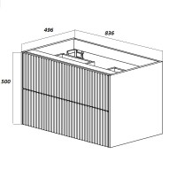 Тумба с раковиной Belux Сиртаки 85 подвесная, светлый миндаль матовый, раковина 850-02