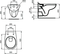 Комплект Унитаз подвесной Ideal Standard Eurovit K881201 безободковый + Крепления Geberit Duofix 111.815.00.1 к стене + Звукоизоляция + Инсталляция UP 320 111.300.00.5 + Кнопка Sigma 01 115.770.21.5 хром