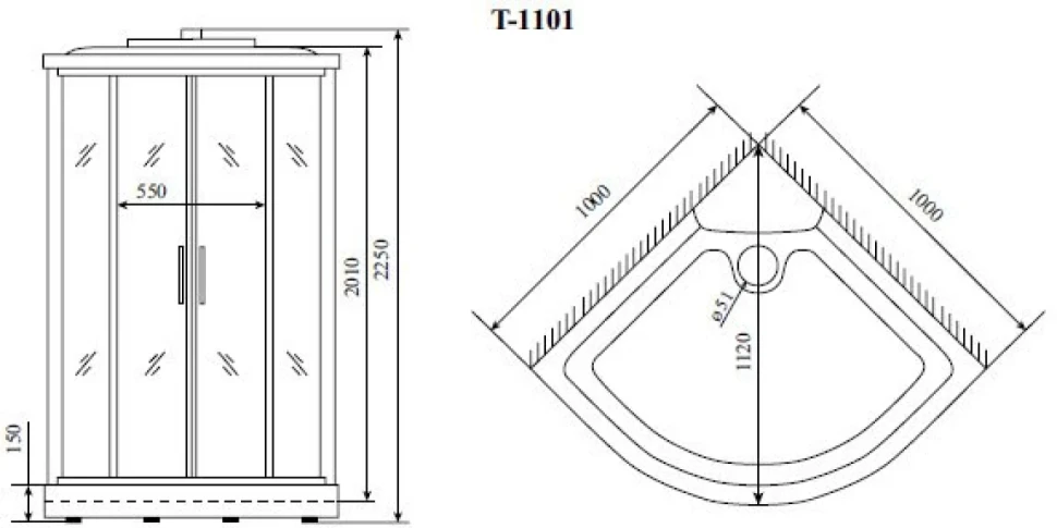 Душевая кабина Timo Standart T-1101 P