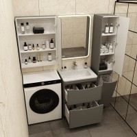 Тумба с раковиной Style Line Бергамо Мини 60 Люкс Plus напольная, антискрейтч серая