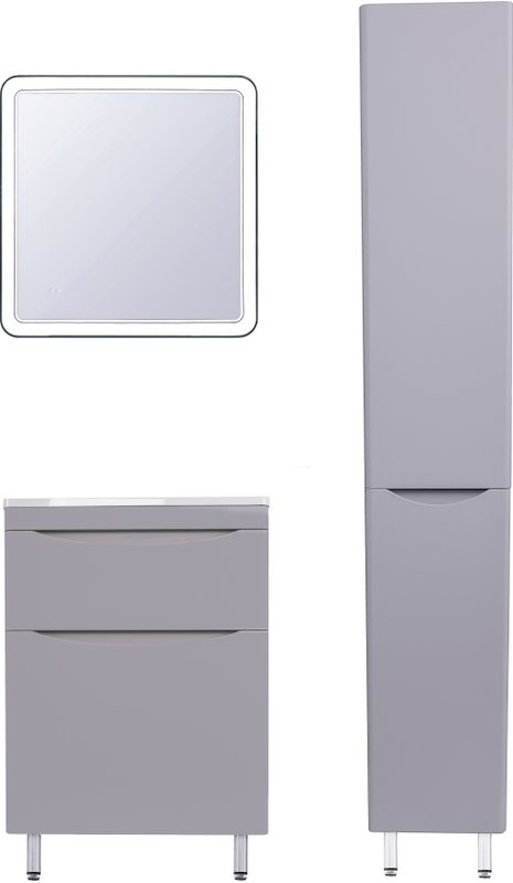 Тумба с раковиной Style Line Бергамо Мини 60 Люкс Plus напольная, антискрейтч серая