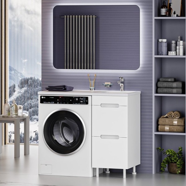 Мебель для ванной комнаты Misty Байкал 40 R для стиральной машины, белая