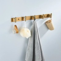 Крючки для ванной и кухни / планка с 5 крючками Shevanik SG5751G, золотой сатин