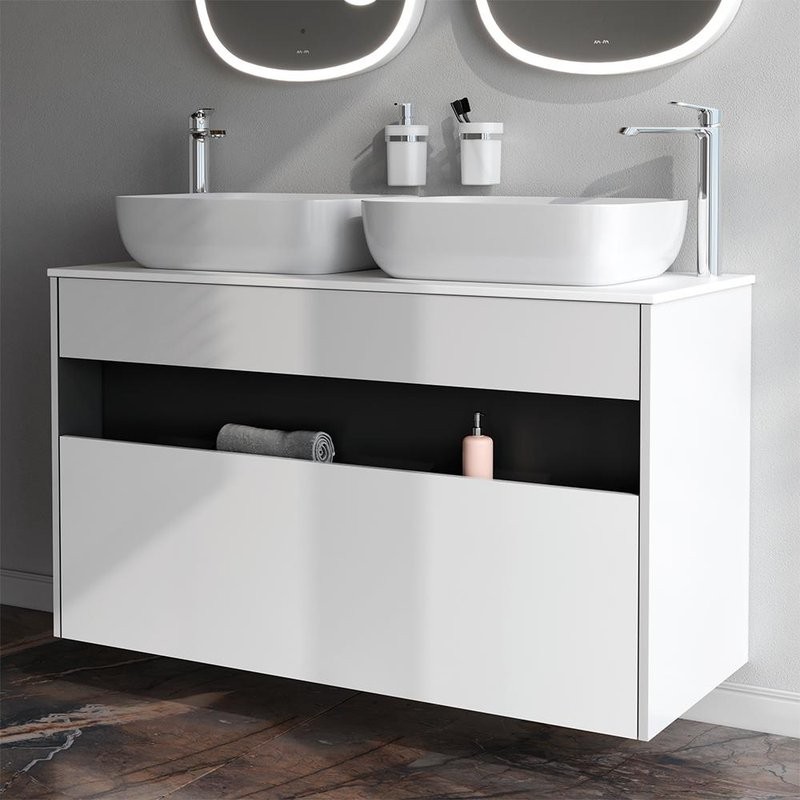 Мебель для ванной комнаты AM.PM Func 120 белый глянец, со столешницей, раковина M8FWCC10510WG