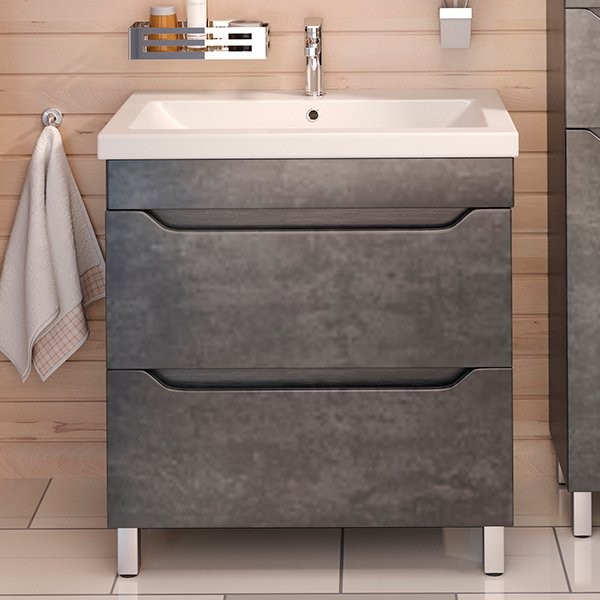 Тумба под раковину Emmy Стоун 60 напольная, серый бетон