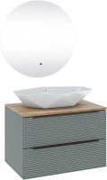 Мебель для ванной комнаты Runo Орлеан 70 зеленая, дуб натуральный, раковина Poligono 65