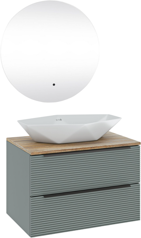 Мебель для ванной комнаты Runo Орлеан 70 зеленая, дуб натуральный, раковина Poligono 65