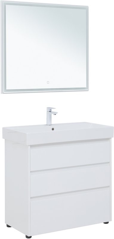 Мебель для ванной комнаты Aquanet Nova Lite 85 напольная, белая, 3 ящика