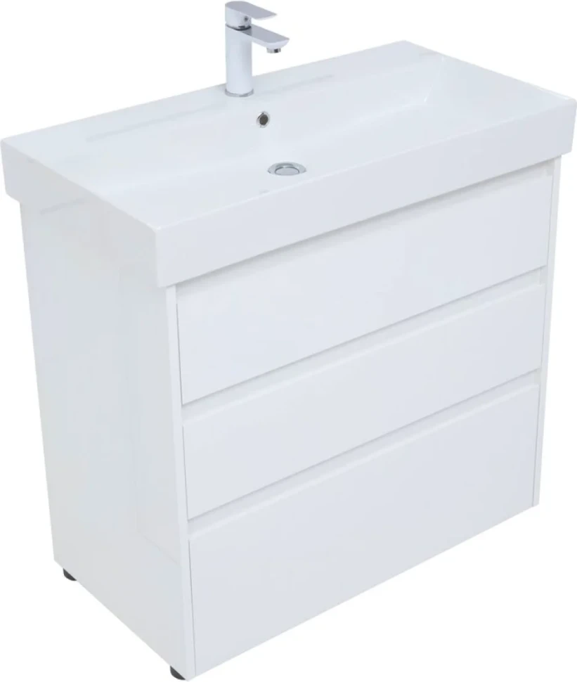 Мебель для ванной комнаты Aquanet Nova Lite 85 напольная, белая, 3 ящика