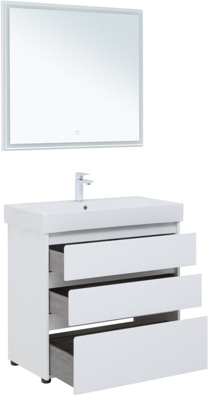 Мебель для ванной комнаты Aquanet Nova Lite 85 напольная, белая, 3 ящика