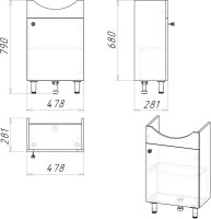 Мебель для ванной комнаты Grossman Eco Line Эко 52 3 в 1, дуб сонома, белая