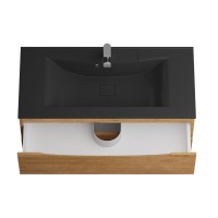 Тумба с раковиной BelBagno Marino 100 подвесная, rovere nature, черная раковина