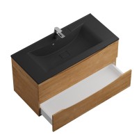 Тумба с раковиной BelBagno Marino 100 подвесная, rovere nature, черная раковина