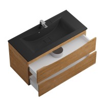 Тумба с раковиной BelBagno Marino 100 подвесная, rovere nature, черная раковина