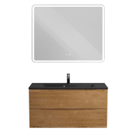 Тумба с раковиной BelBagno Marino 100 подвесная, rovere nature, черная раковина