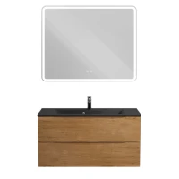 Тумба с раковиной BelBagno Marino 100 подвесная, rovere nature, черная раковина