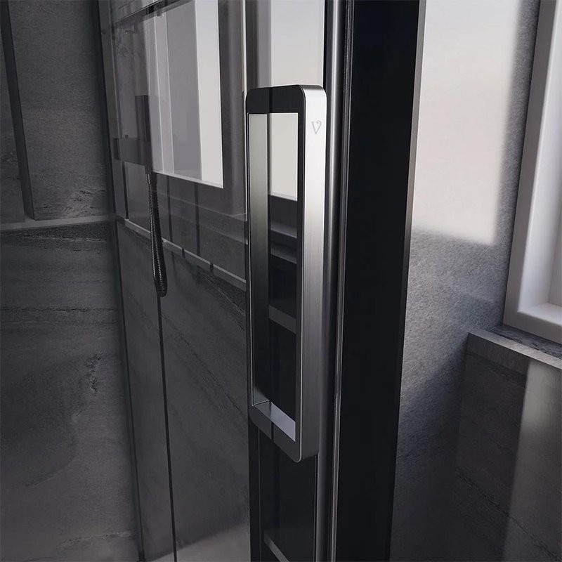 Душевой уголок Veconi Premium Trento PTC-SP-40GR 140x80, профиль брашированный графит, стекло прозрачное