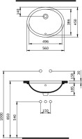 Раковина Berges Ego 56x45, глянцевая белая