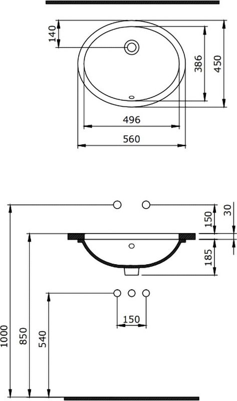 Раковина Berges Ego 56x45, глянцевая белая