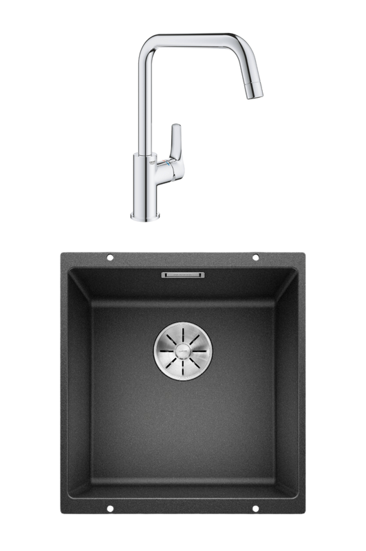 Комплект Мойка Blanco Subline 400-U антрацит + Смеситель Grohe Eurosmart