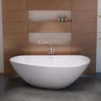 Ванна из искусственного камня Riho Granada B120001105 L 170x80 см, левая, отдельностоящая, матовая белая, асимметричная, со сливом-переливом