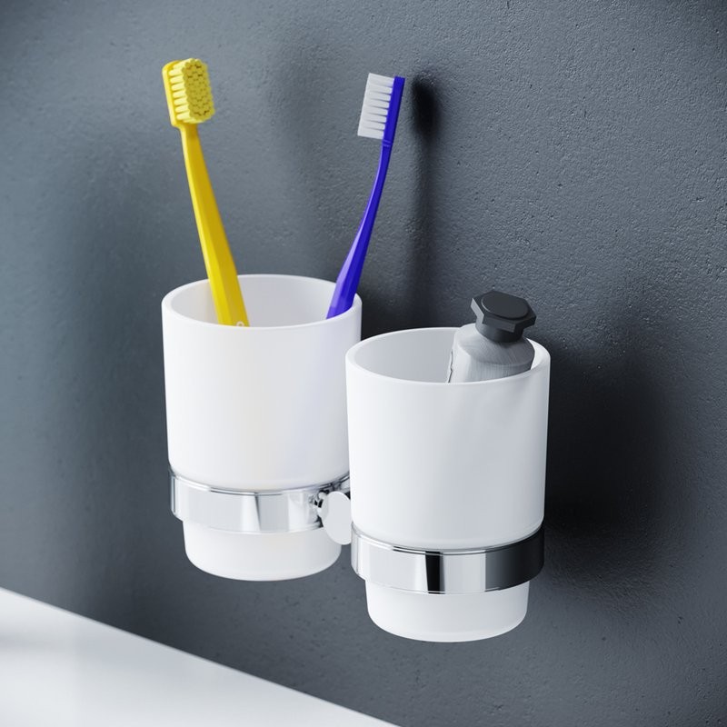 Стакан для ванной AM.PM Sense L A74343400 настенный, хром, стеклянный, двойной