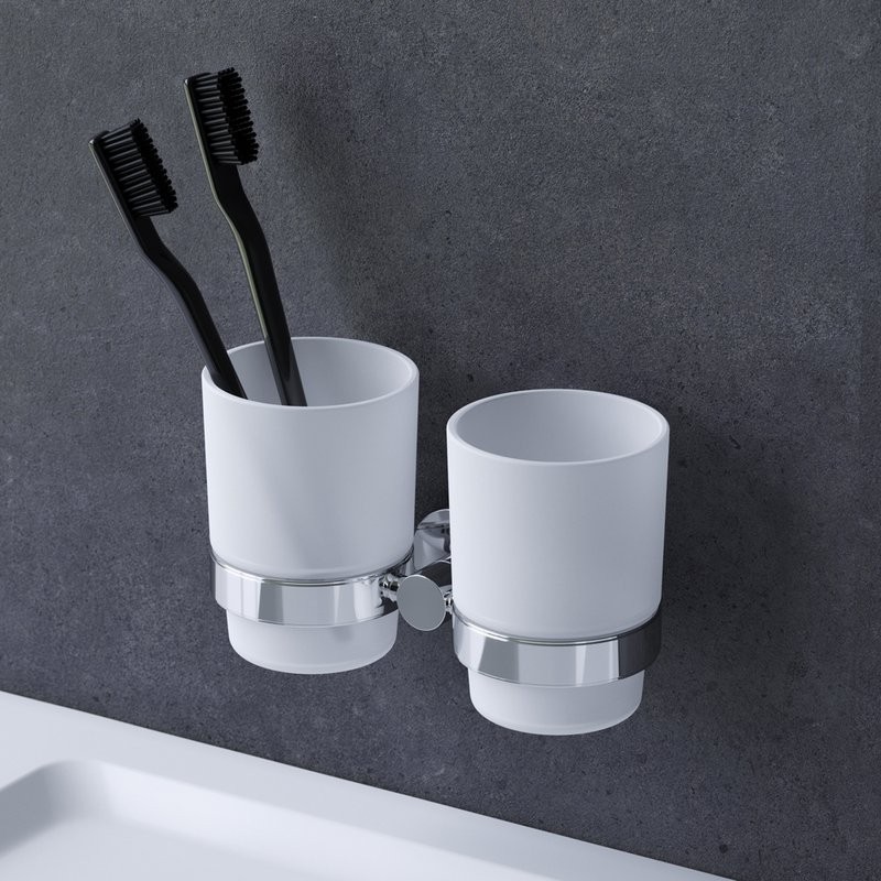 Стакан для ванной AM.PM Sense L A74343400 настенный, хром, стеклянный, двойной