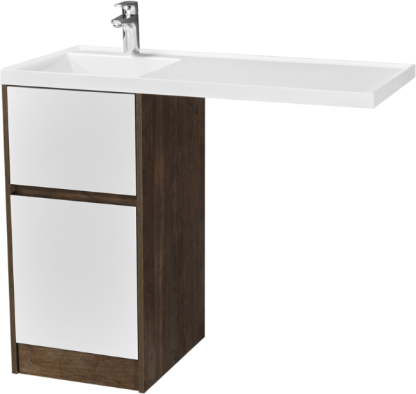 Тумба под раковину без столешницы AQUATON Лондри 40 дуб кантри, фасад белый