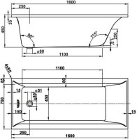 Акриловая ванна Vagnerplast Veronela 160x70 см, пристенная, ультрабелая, с каркасом