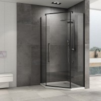 Душевой уголок Abber Ewiges Wasser AG05080B 80x80, профиль черный, стекло прозрачное