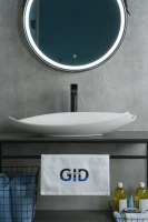 Накладная раковина GID Creativo N9178 74 глянцевая белая, овальная, фаянс
