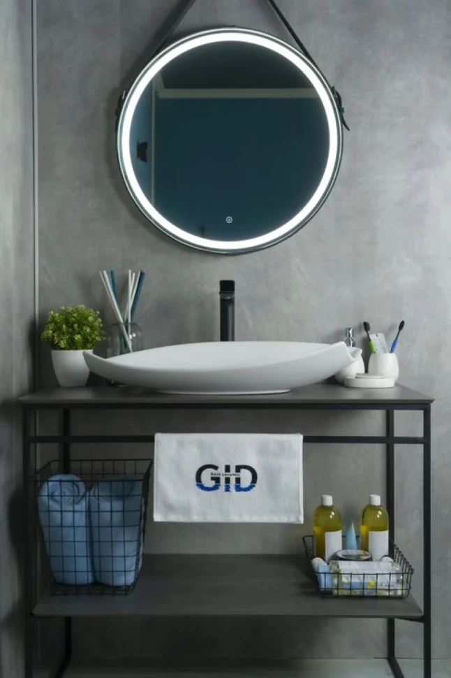 Накладная раковина GID Creativo N9178 74 глянцевая белая, овальная, фаянс