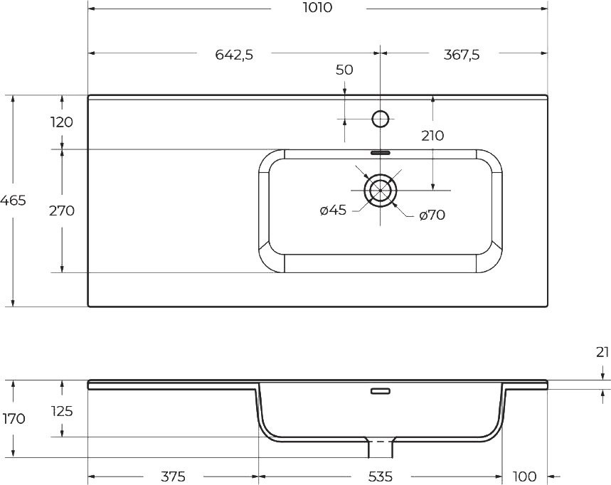 Мебельная раковина BelBagno BB1000ETL-R