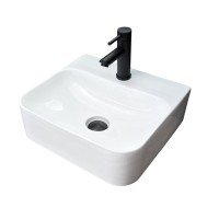 Накладная раковина GID Geometrico N9257 43 глянцевая белая, прямоугольная, фаянс, с 1 отверстием под смеситель