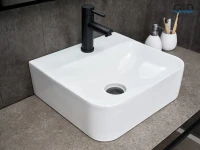 Накладная раковина GID Geometrico N9257 43 глянцевая белая, прямоугольная, фаянс, с 1 отверстием под смеситель