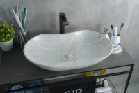 Накладная раковина GID Lago Mnc503H012 67 под глянцевый камень, овальная, фаянс