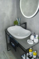 Накладная раковина GID Lago Mnc503H012 67 под глянцевый камень, овальная, фаянс