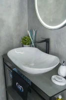 Накладная раковина GID Lago Mnc503H012 67 под глянцевый камень, овальная, фаянс