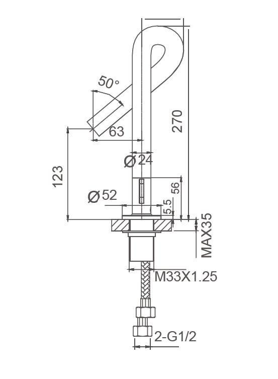 Смеситель для раковины Wonzon & Woghand Loop WW-111-00-508 черный матовый