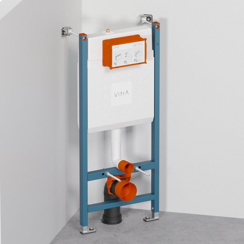 Комплект Унитаз подвесной Wanfald Lauta 47374100005 черный + Инсталляция VitrA V-Fix Core 732-5800-01PV + Кнопка Root Round 740-2280 хром