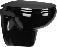 Комплект Унитаз подвесной Wanfald Lauta 47374100005 черный + Инсталляция VitrA V-Fix Core 732-5800-01PV + Кнопка Root Round 740-2280 хром