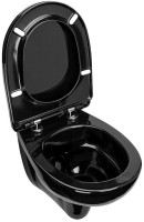 Комплект Унитаз подвесной Wanfald Lauta 47374100005 черный + Инсталляция VitrA V-Fix Core 732-5800-01PV + Кнопка Root Round 740-2280 хром