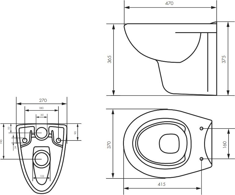 Комплект Унитаз подвесной Wanfald Lauta 47374100005 черный + Инсталляция VitrA V-Fix Core 732-5800-01PV + Кнопка Root Round 740-2280 хром