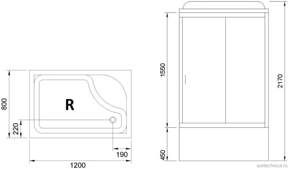 Душевая кабина Royal Bath BP RB8120BP5-WC-R с высоким поддоном, с сиденьем