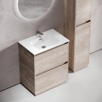 Мебель для ванной комнаты Sancos Libra Floor 70 дуб галифакс натуральный, белая раковина CN7007