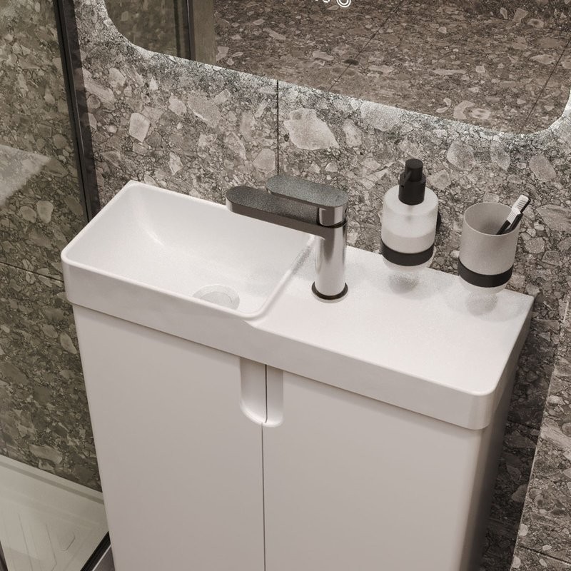 Мебельная раковина Belux Даллас 80 L накладная, глянцевая белая, прямоугольная, искусственный мрамор