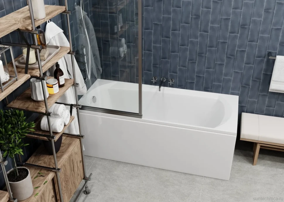 Акриловая ванна Vagnerplast Ebony 170x75 см, пристенная, белая, с каркасом