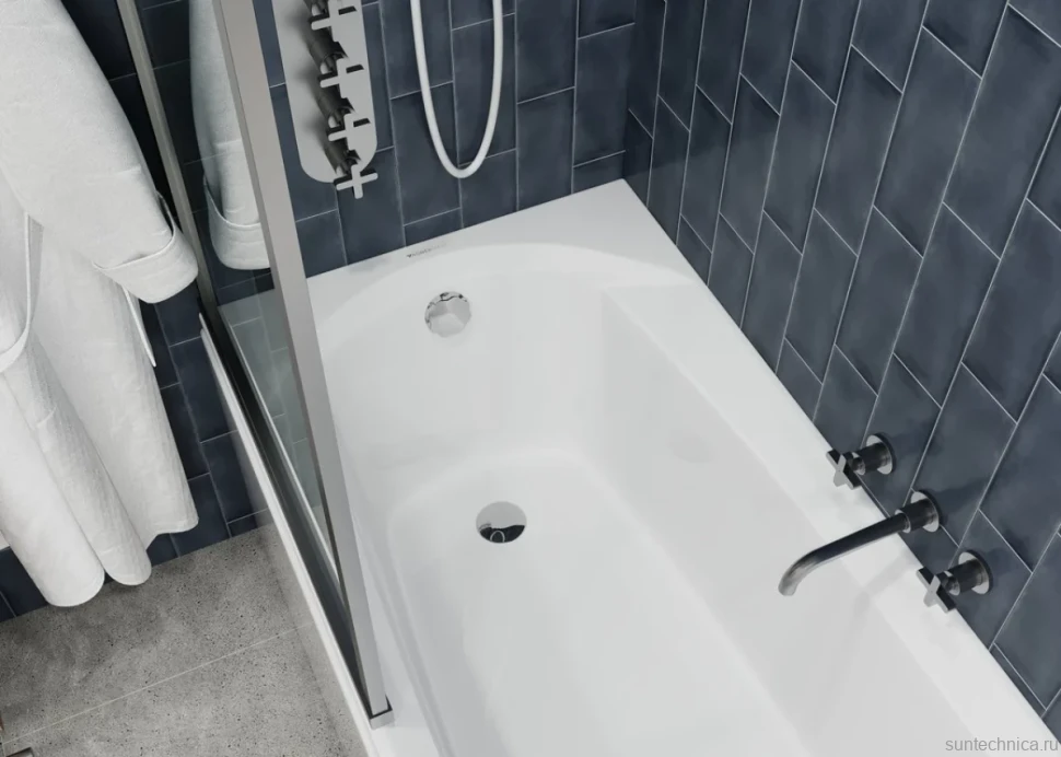 Акриловая ванна Vagnerplast Ebony 170x75 см, пристенная, белая, с каркасом