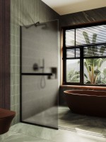 Душевая перегородка Maybahglass MGD-728-6у 79 см, профиль черный, стекло бронза матовое